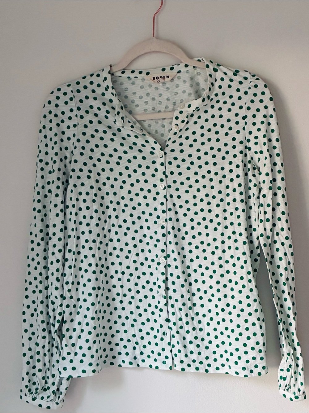 Boden Marina Spot Jersey Shirt Green White Size 8 / M